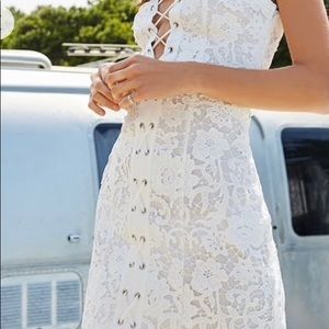 Embroidered Crisscross Tube Dress